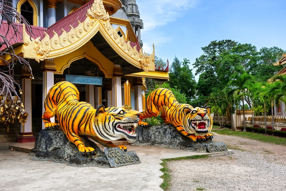 Tiger Statues at the Entrance of Tiger Cave Temple