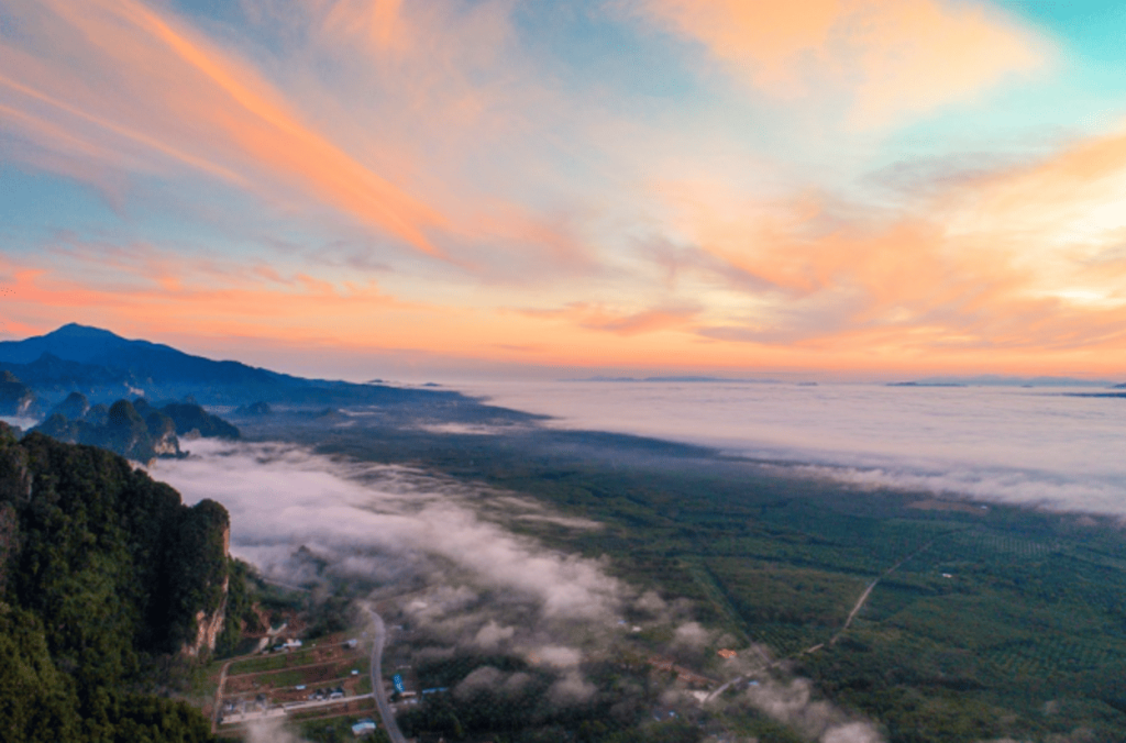 Panoramic Landscape of Mountains and a Sea of Mist