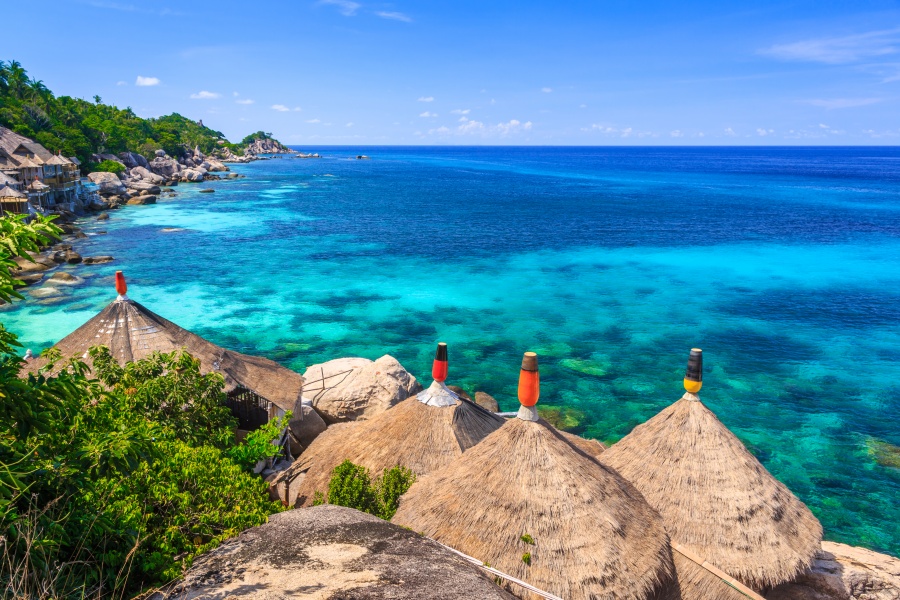 Bamboo,Hut,Over,Crystal,Clear,Sea,,Koh,Tao,,Samui,,Thailand