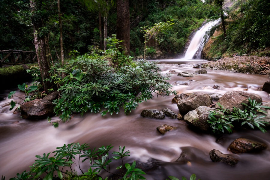 Soft,Chae,Son,Waterfall,In,The,Rain,Forest,At,Chae