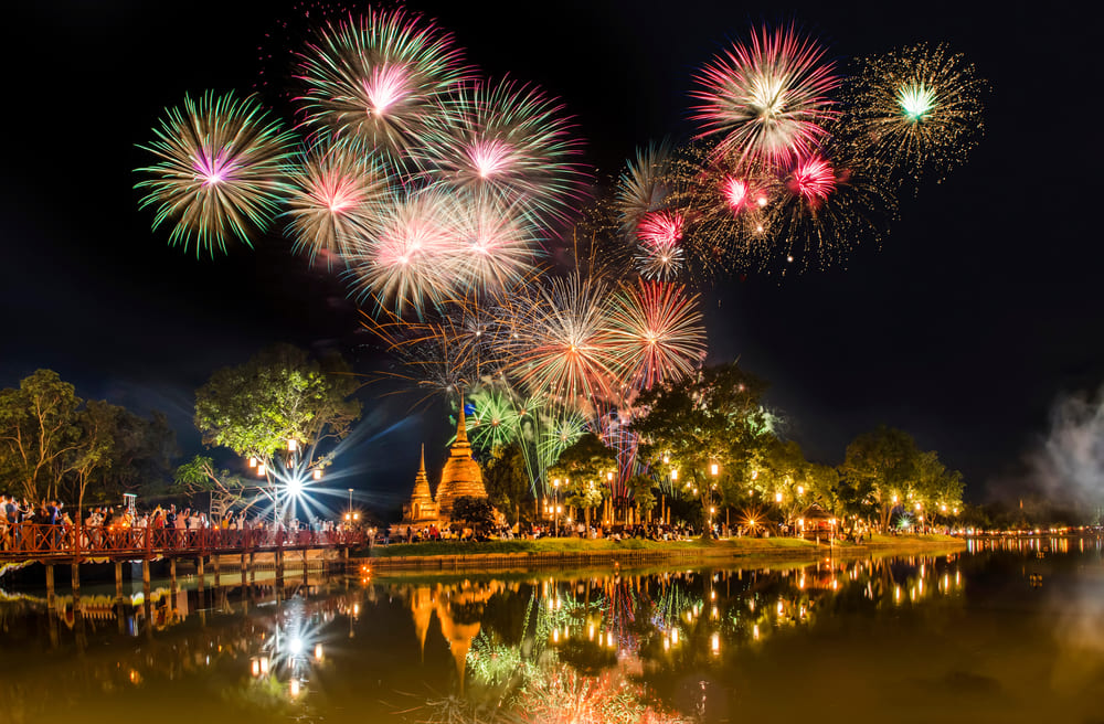 Loy Krathong Day, Sukhothai Historical Park, Thailand