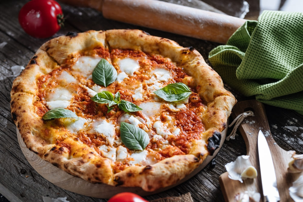 Italian pizza baked in wood wood-fired oven