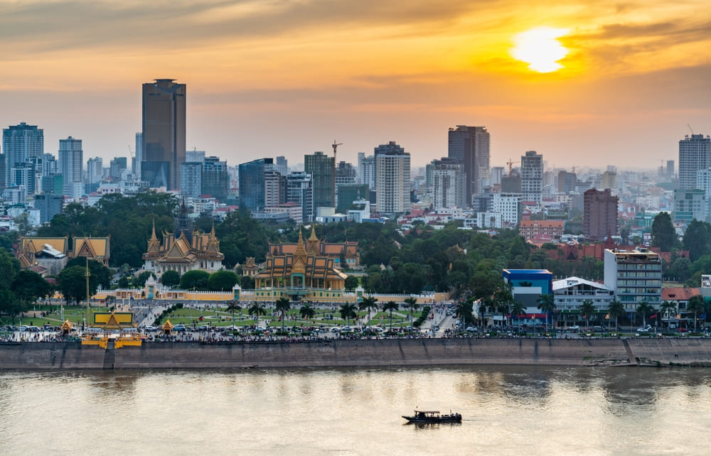 Riverside view of Phnom Penh, Cambodia’s capital city