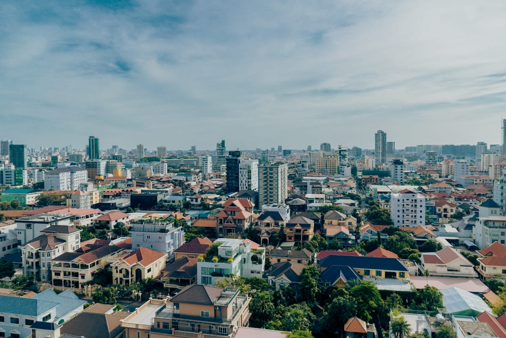 Beautiful city skyline of Phnom Penh, Cambodia