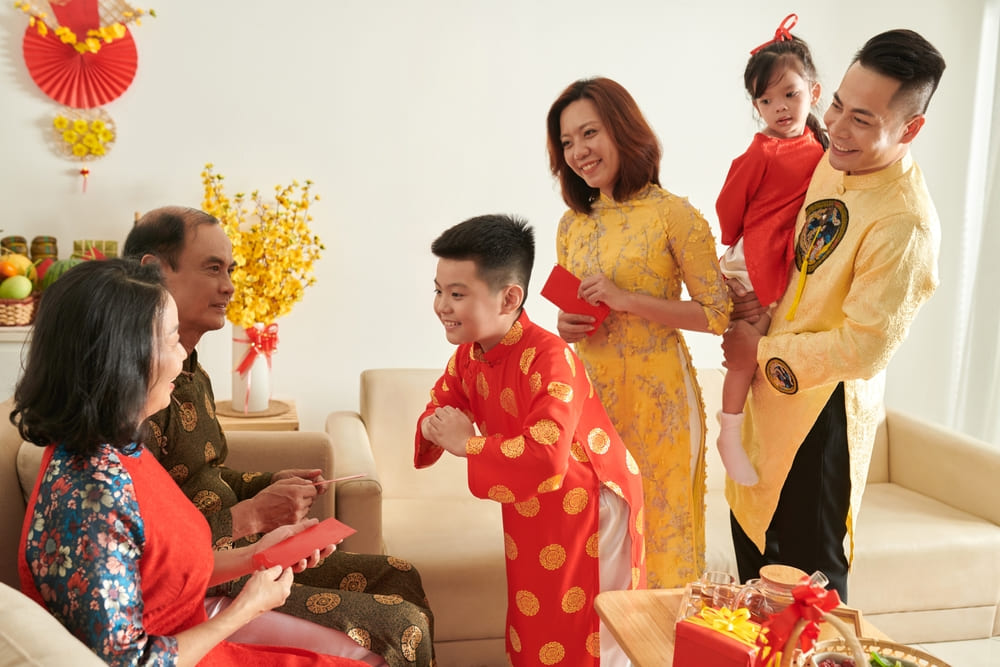 A Boy Greeting Relatives