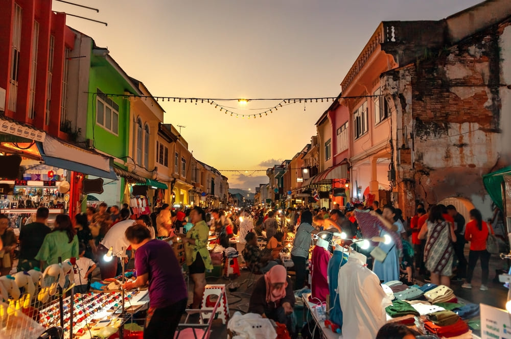 Many people shopping at Phuket Sunday night market