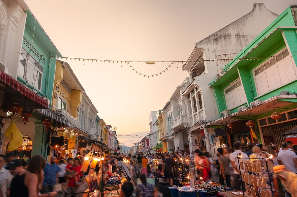 A crowd in Phuket Old Town night market