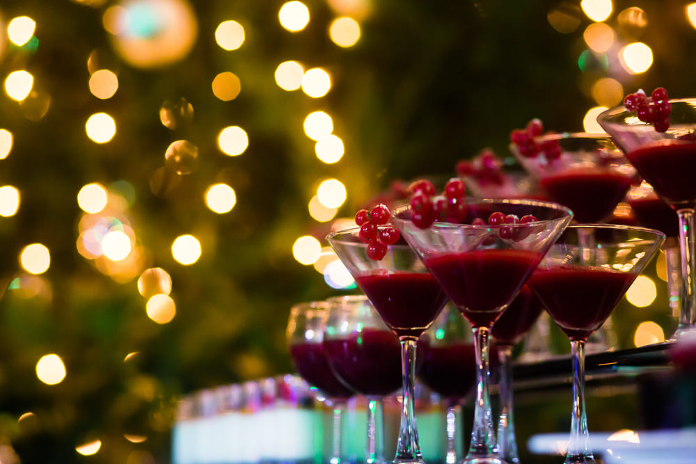 Drinks in cocktail glasses