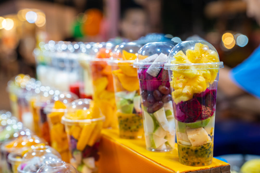 Fresh fruits in cups