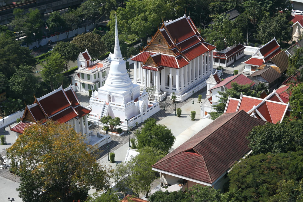 Aerial view of Wat Pathum Wanaram