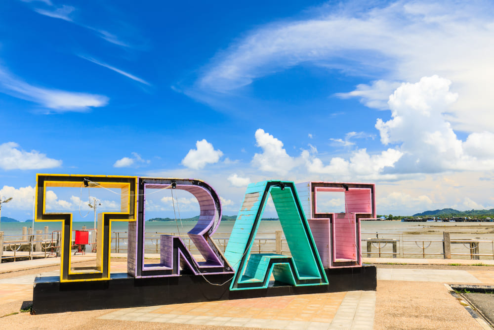Sign of Trat Province in Thailand