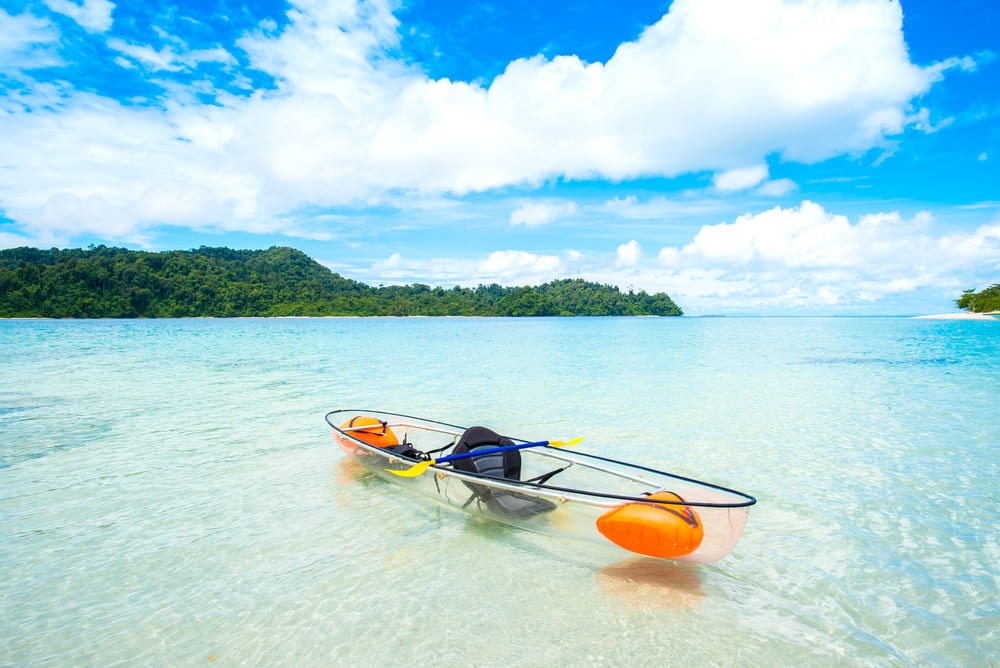 Clear Kayak on the sea water