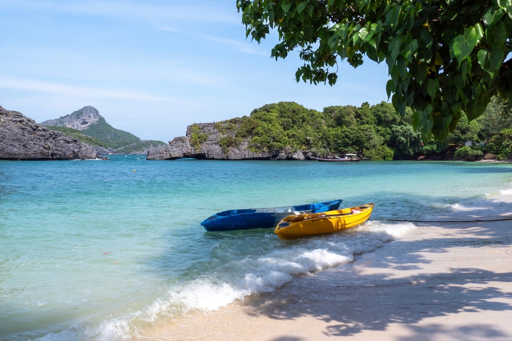 Two kayaks in the water at Ang Thong National Marine Park