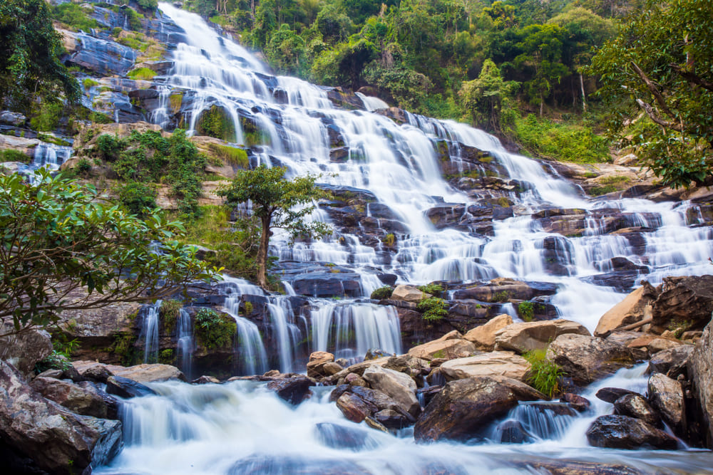 Cascading Mae Ya Waterfall in Doi Inthanon
