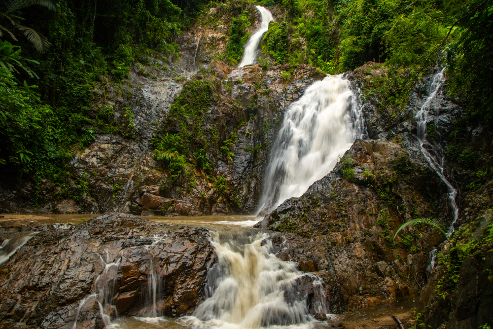 Cascading waterfall of Huay To Waterfall in Khao Phanom Bencha National Park