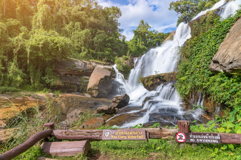 ater flowing down Mae Klang Waterfall in Doi Inthanon