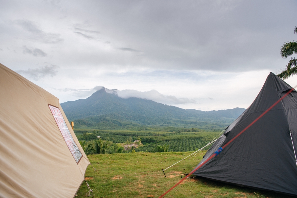 Tent on a camping site with a Scenic Mountain View in Khao Phanom Bencha