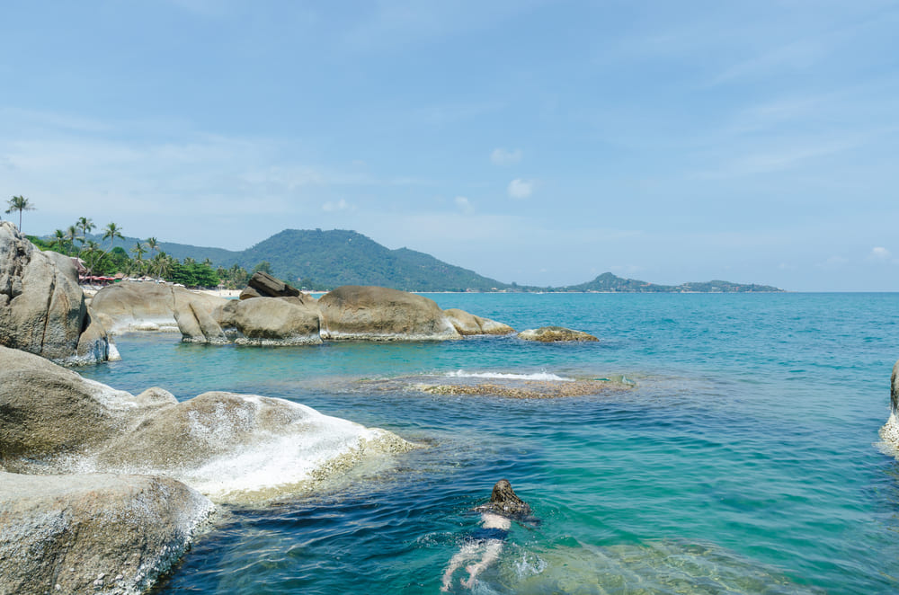 A Person Swimming in the Sea at Lamai Beach, Koh Samui