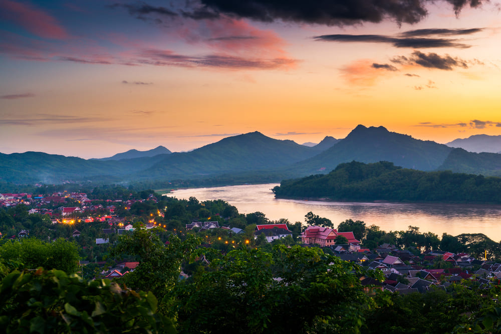 Sunset view at Mount Phousi in Luang Prabang