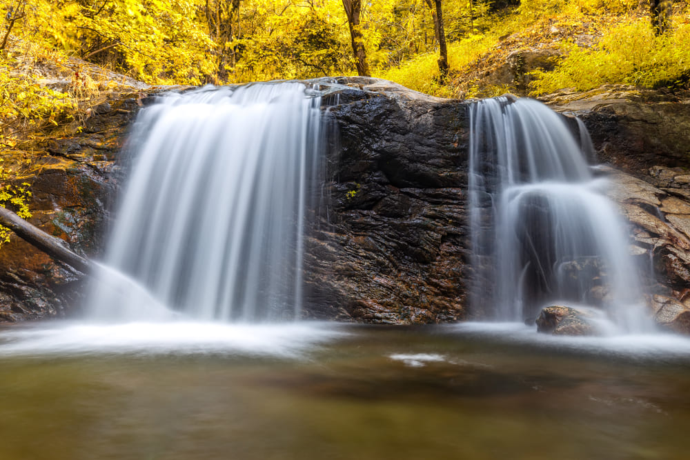 Mae Pan Waterfall flowing into a pool below in Doi Inthanon