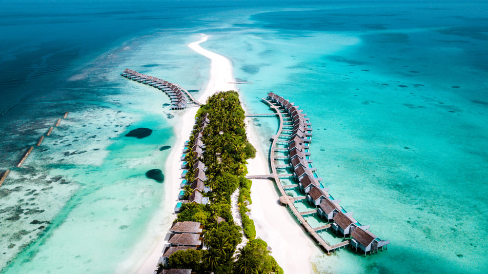 Top view of Kuramathi Maldives Island and resort