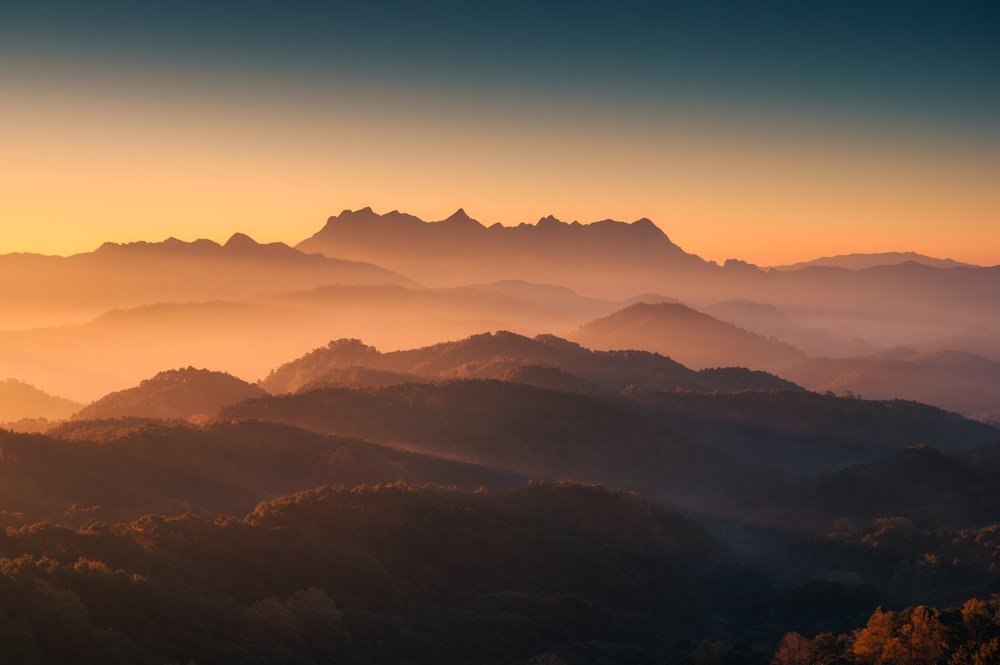 Mountainous view from Doi Kham Fah peak, Chiang Mai