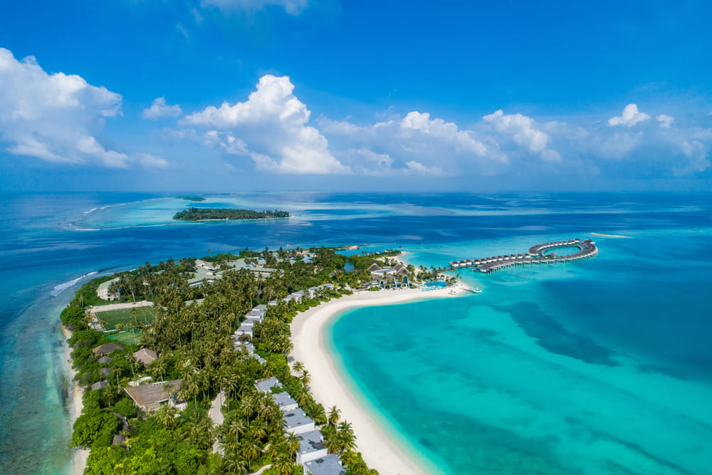 Aerial view of Kandima Maldives Island and resort