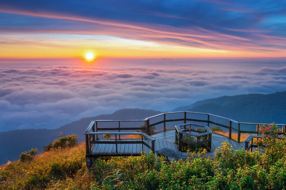 Sunset at Kew Mae Pan viewpoint in Doi Inthanon