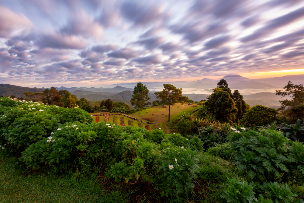 Beautiful sunrise sky at Huai Nam Dang National Park, Chiang Mai