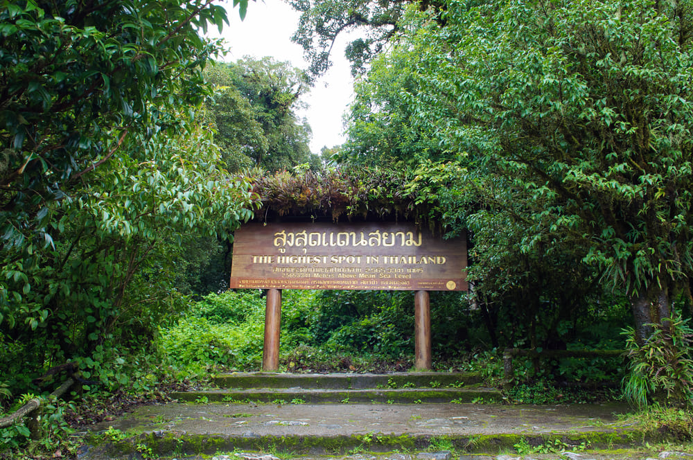 Wooden sign of the highest point at Doi Inthanon