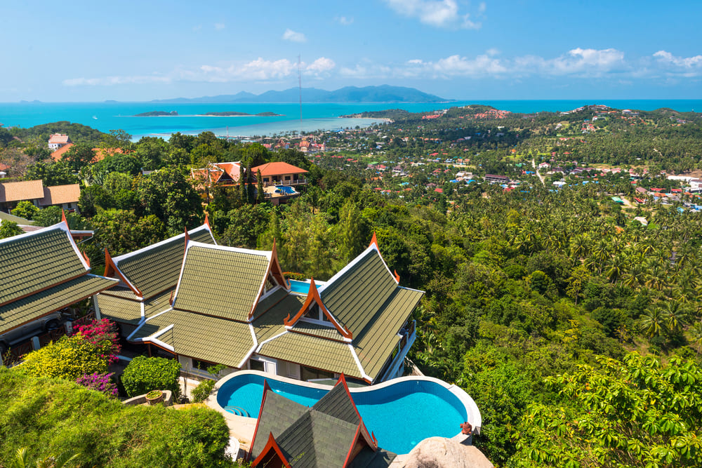 Panoramic View of Hotels and Resorts near Lamai Beach, Koh Samui