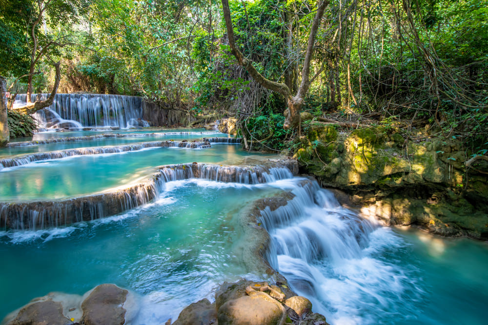 Cascading Kuang Si Waterfall in Luang Prabang