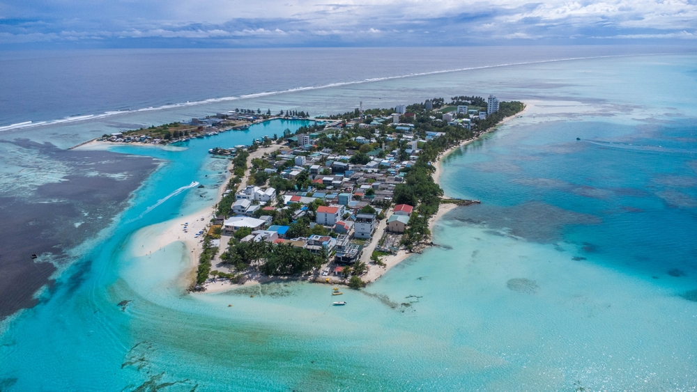 Top view of Dhiffushi island, Maldives Island