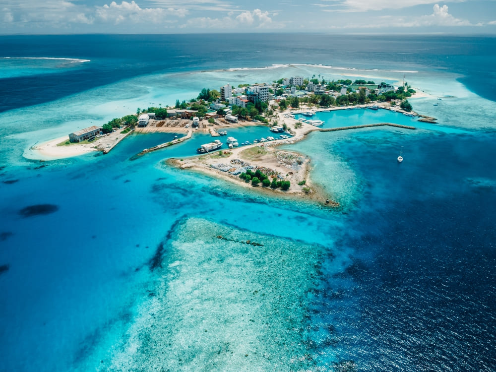 Top view of Maafushi island, Maldives Island