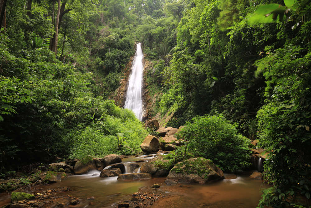 Water cascading at Khun Korn Waterfall