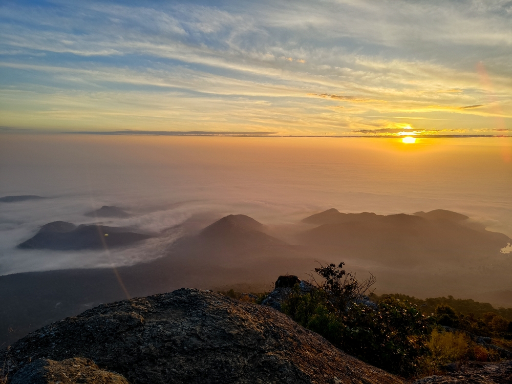 Sunrise over mountain range at Ramkhamhaeng National Park