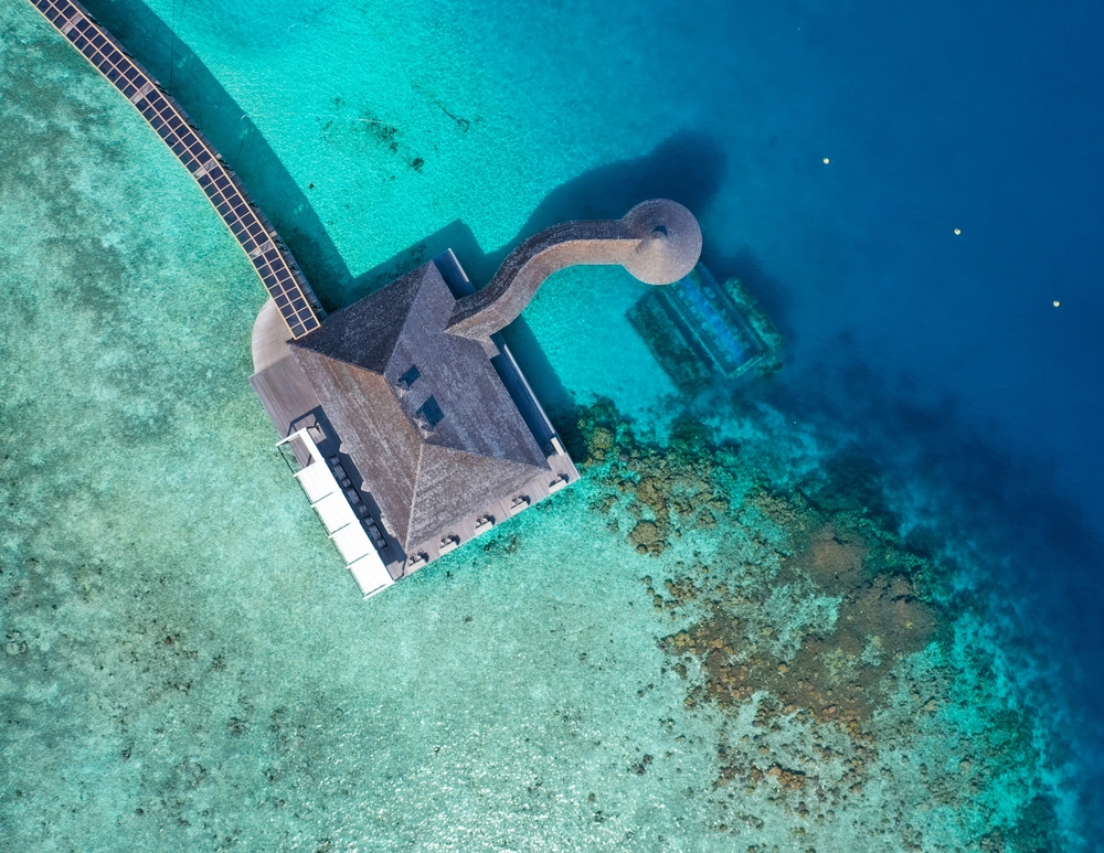Top view of Hurawalhi Island, Maldives