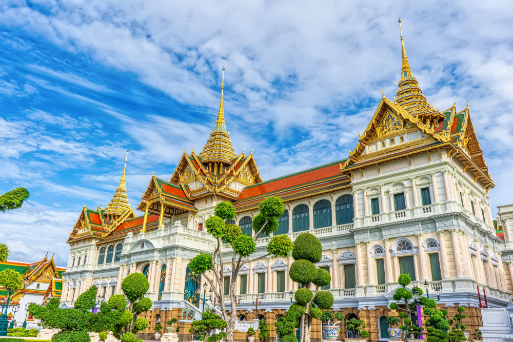 Grand Palace Bangkok, iconic landmark with clear sky background