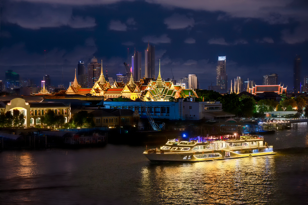 Illuminating cruise on Chao Phraya River in Bangkok