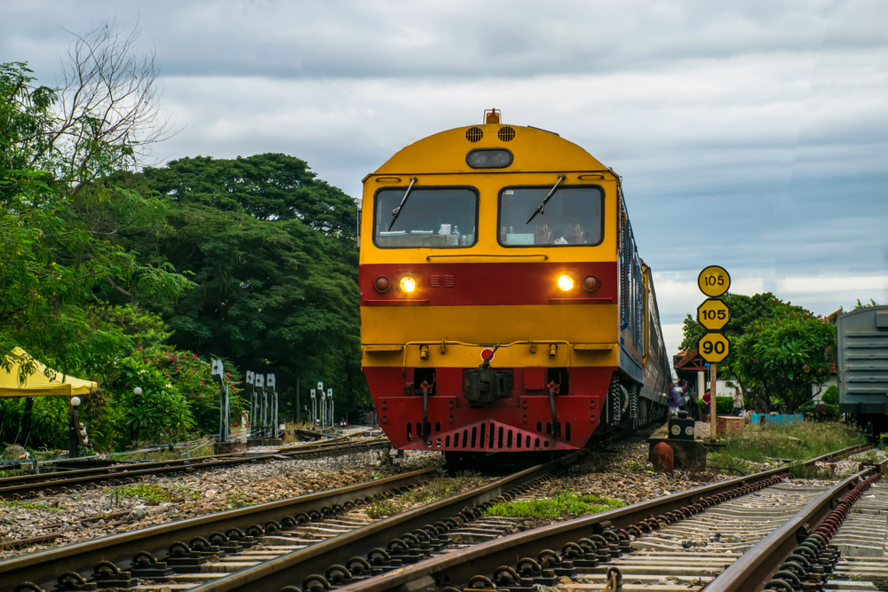 Train in Thailand on the railway track