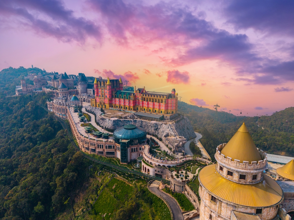 Top view of sunset at Ba Na Hills