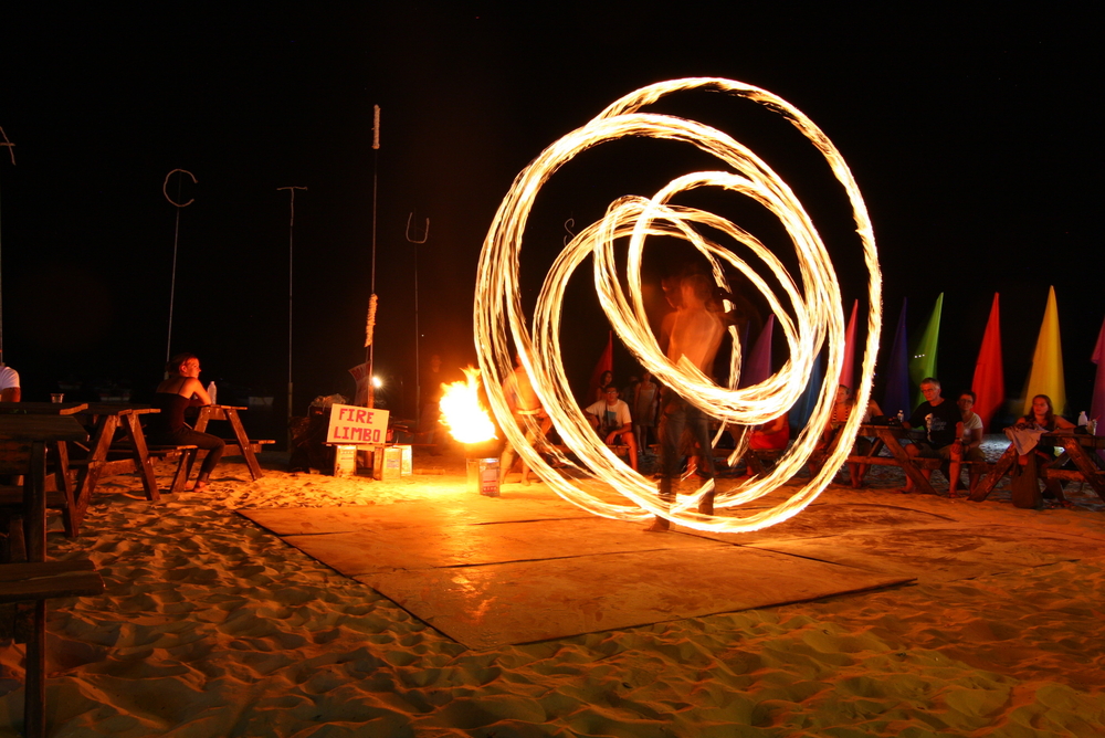 Fire shows on the beach