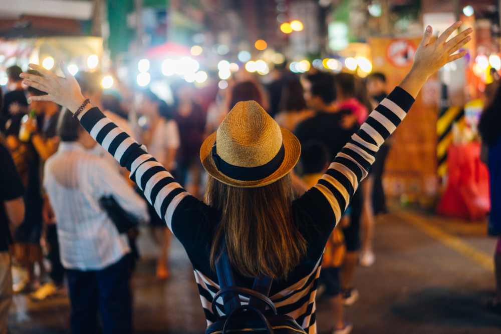 a woman at a street night market, Chiang Mai, Thailand