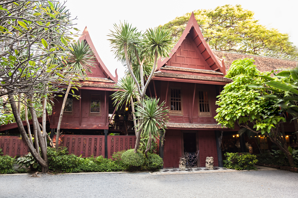 Red traditional Thai houses at the Jim Thompson House Museum in Bangkok