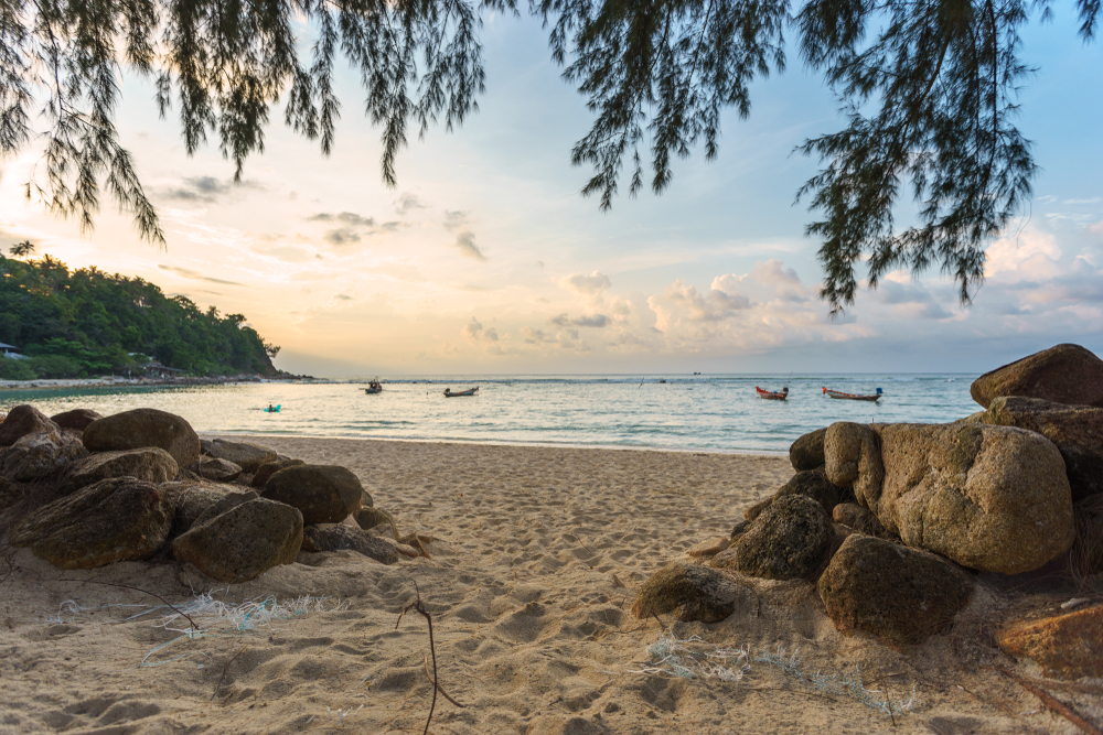 Rocks on the Sandy beach of Haad Salad in Koh Phangan
