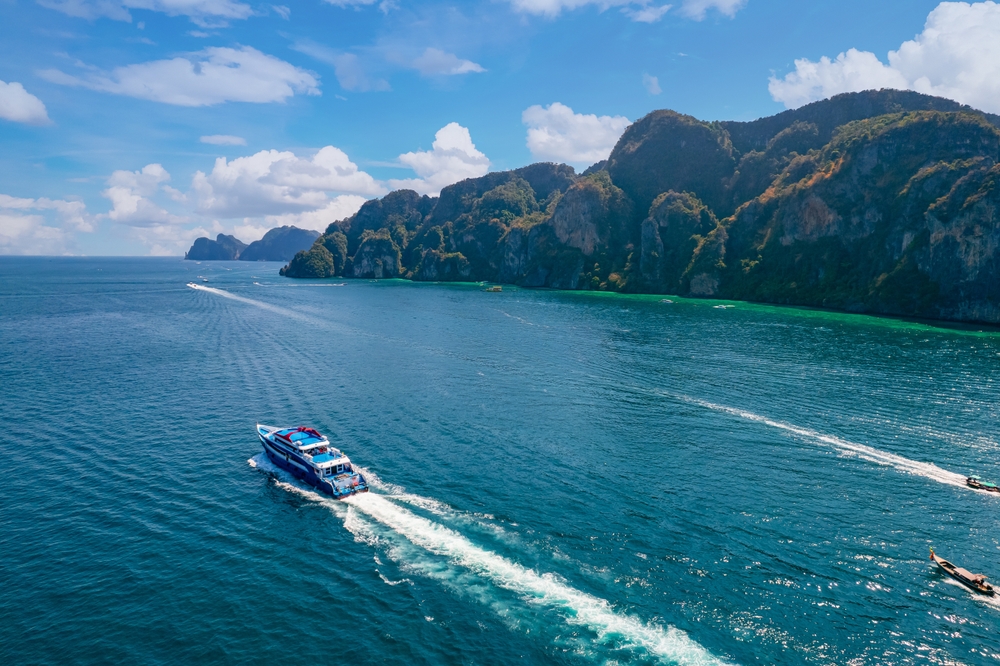 A big ferry in the sea in Koh Phi Phi