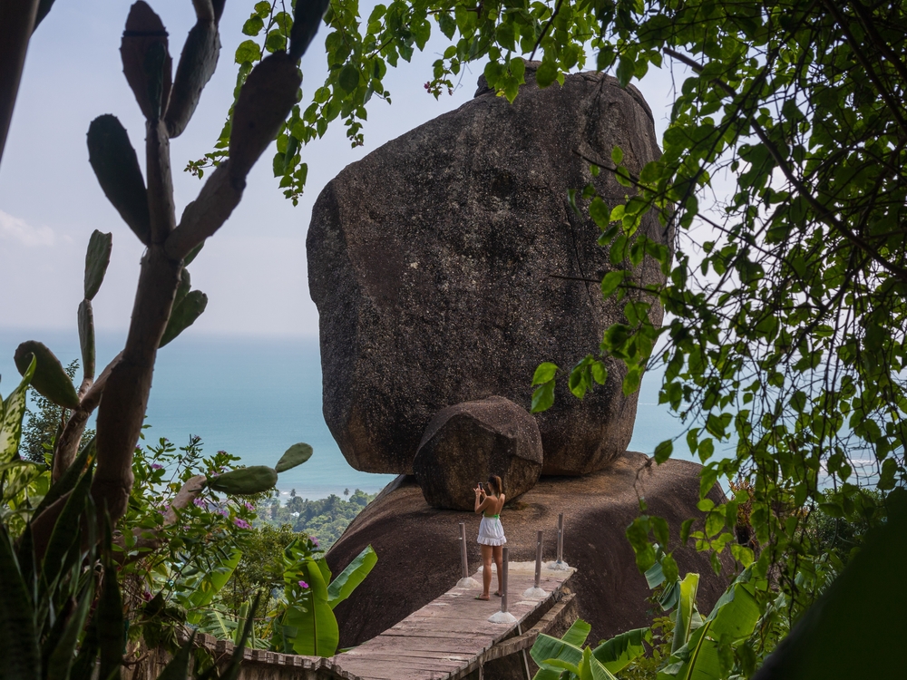 Exploring Overlap Stone 1, Koh Samui during the golden hour for the best views.