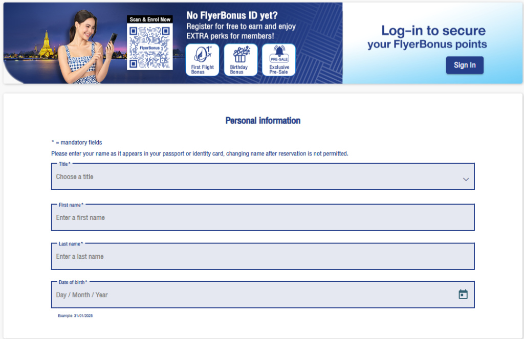 A woman holding a smartphone and a boarding pass to promote FlyerBonus member privileges of Bangkok Airways.