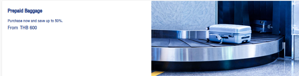 Prepaid Baggage add-on service on the Bangkok Airways website.