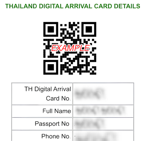 Example of the Thailand Digital Arrival Card (TDAC) Confirmation QR Code.